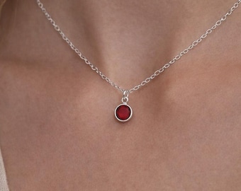 January Birthstone Necklace | Sterling Silver & Cubic Zirconia