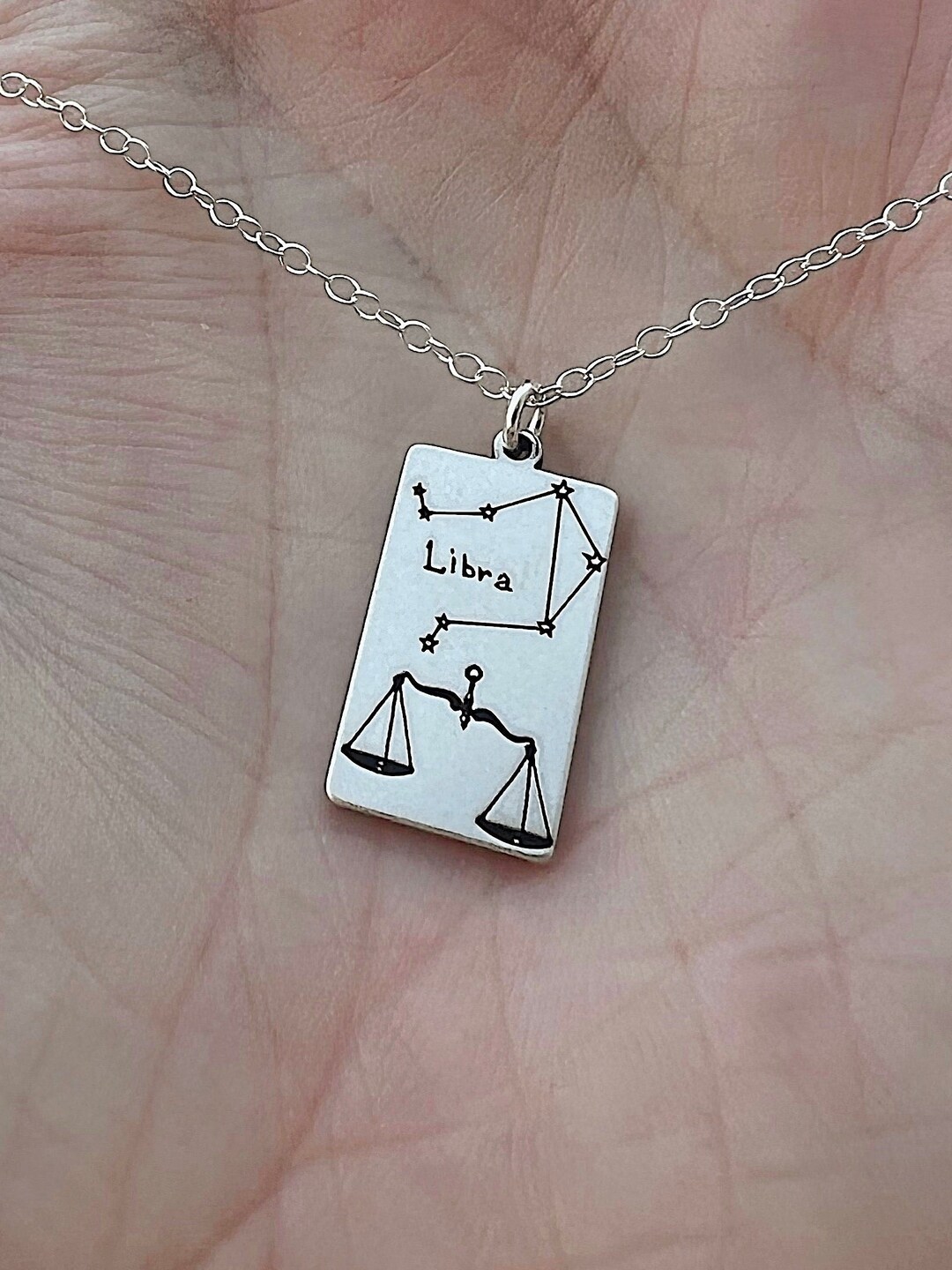 Libra Zodiac Sign Sterling Silver Necklace | Constellation Charm - Etsy