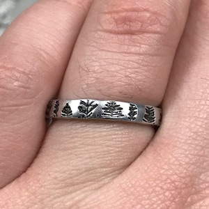 Evergreen Forest Minimalist Stacking Ring | Tree Ring | Best Friend BFFs | Dainty Silver Ring | Nature Jewelry | Rings for Her