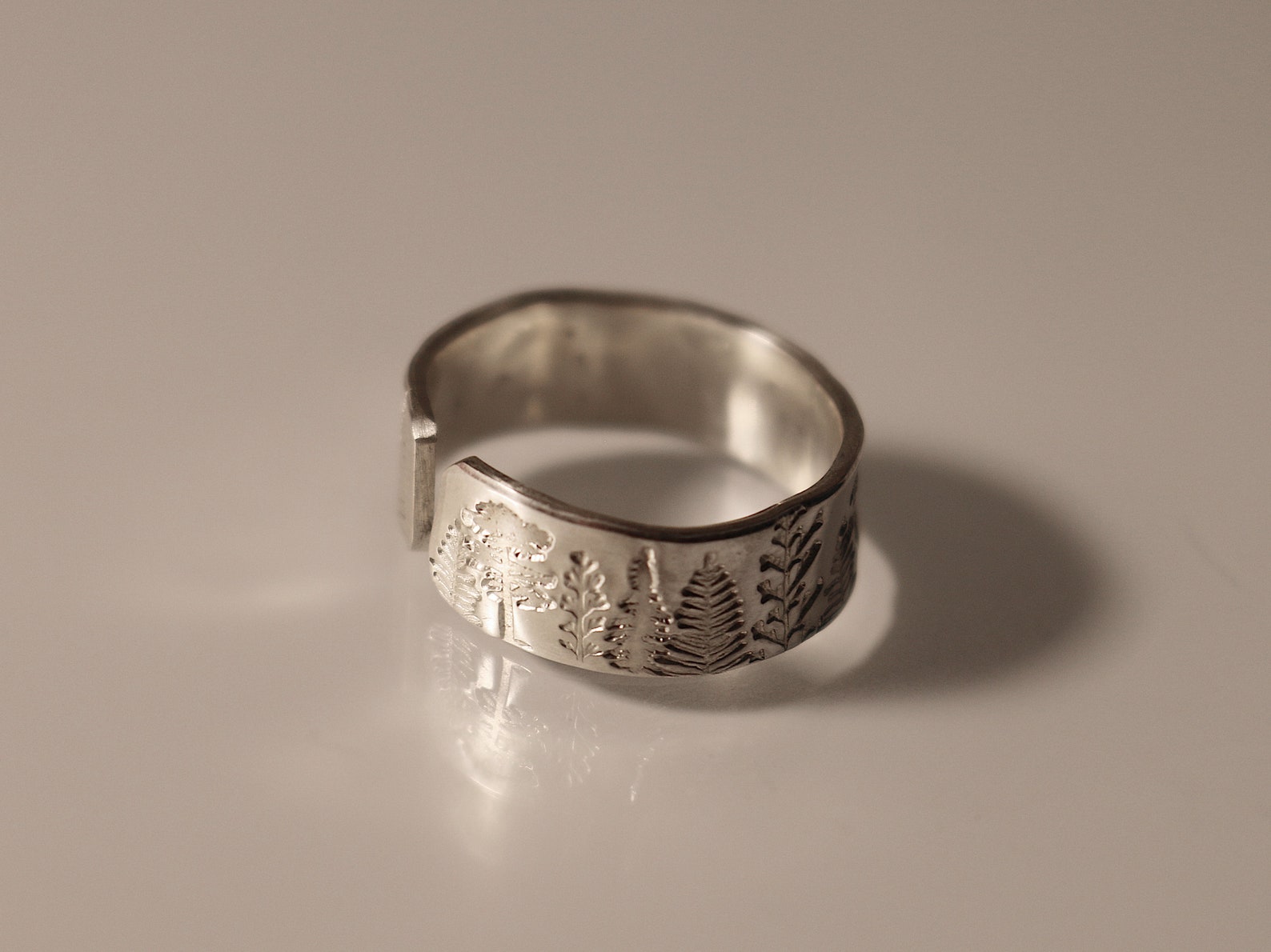 Sterling Silver Forest Tree Ring | Hand Stamped Nature Jewelry - Etsy