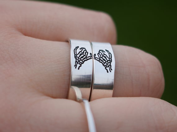 Friendship Rings Matching 2 Ring Double Skeleton Pinky Swear Ring