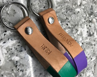 Personalized Leather Keychain: Custom Name, Anniversary Gift