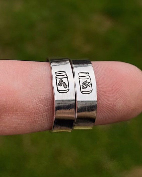 Matching 2 Ring Best Friend Peanut Butter Jelly Ring Set Pinky