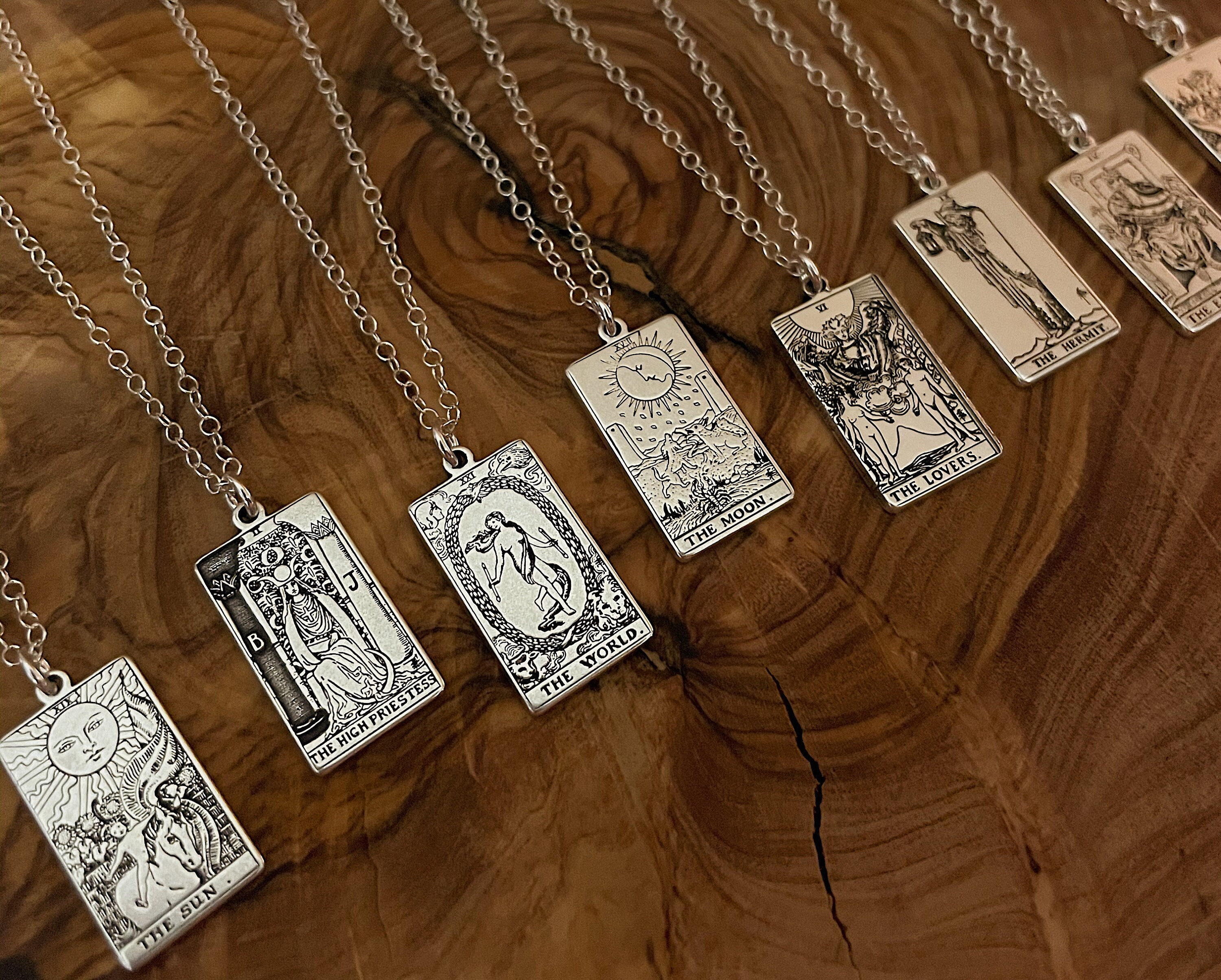 22 CARDS: Dainty Tarot Card Sterling Silver Charm Necklace | Best Friend Birthday Gift | Tarot Card Necklace | Mystic Halloween Jewelry