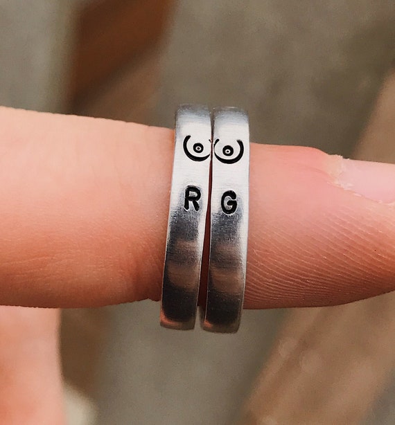 Custom 2D letters BEST FRIEND RINGS, Friendship love forever Rings,  Engraved Personalized Ring, Stackable Name Band