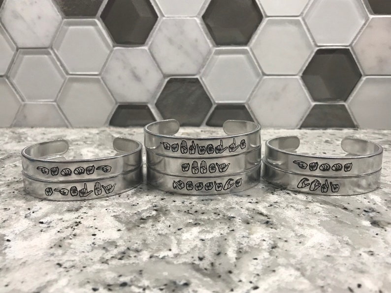 ASL Name Bangle Bracelet American Sign Language Gift ASL Etsy