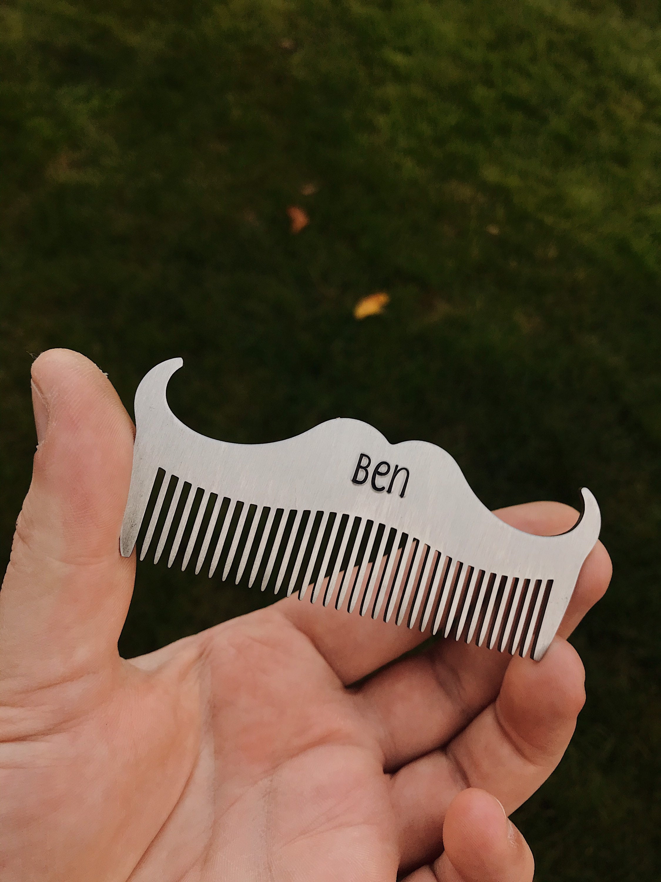 Custom Mustache Comb Personalized Stainless Steel Beard Comb Etsy