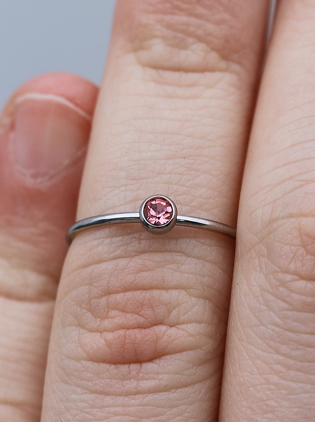 October Birth Rings October Birthstone Ring | Stainless Steel, Cubic Zirconia - Etsy