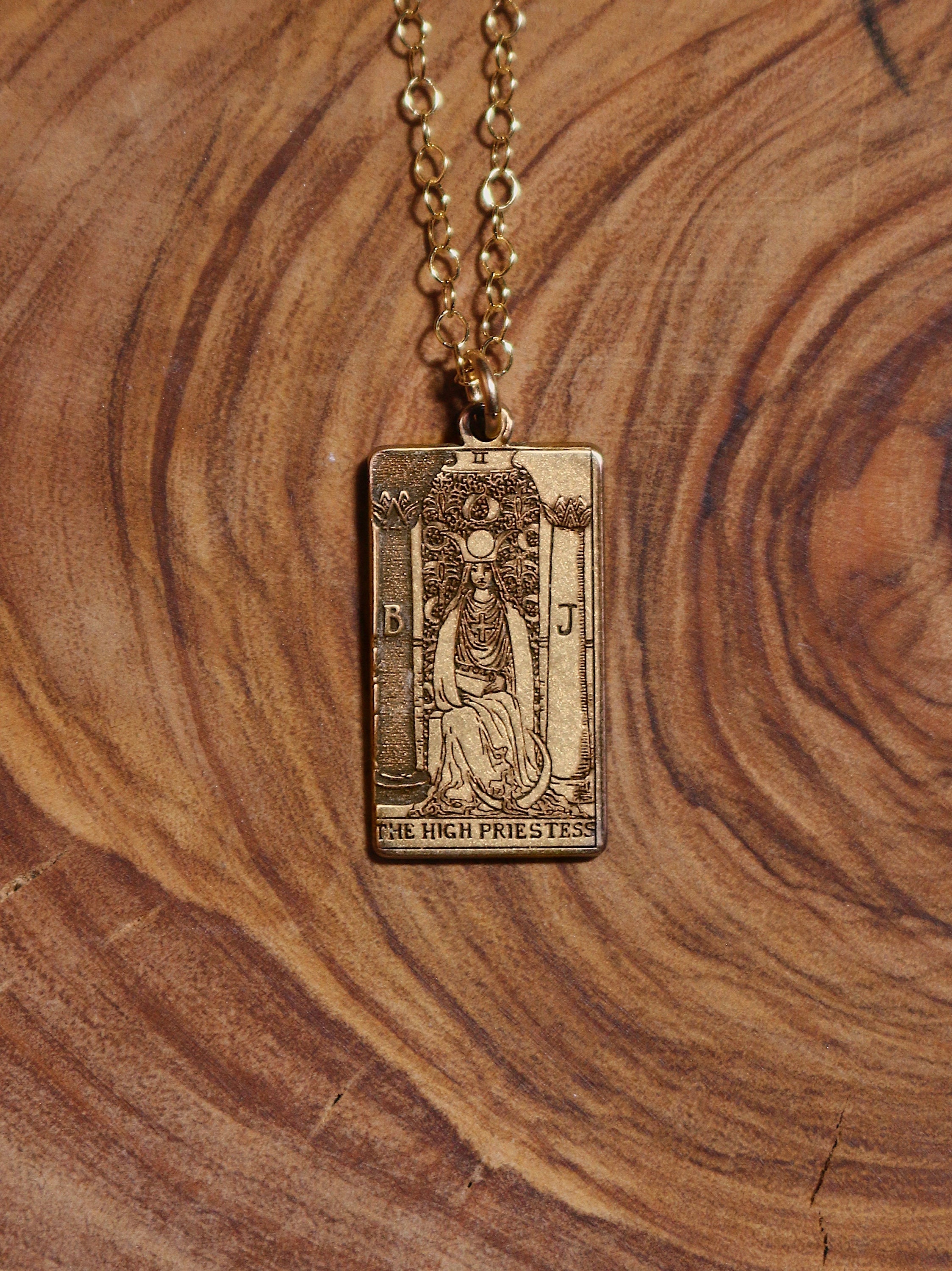 The High Priestess Gold Tarot Card Necklace Best Friend Birthday