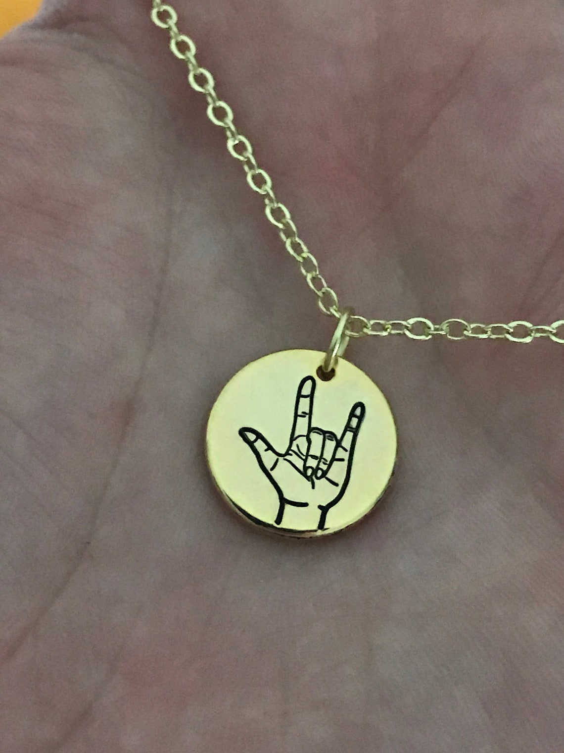 I Love You ASL Sign Gold Charm Necklace For Besties & Etsy