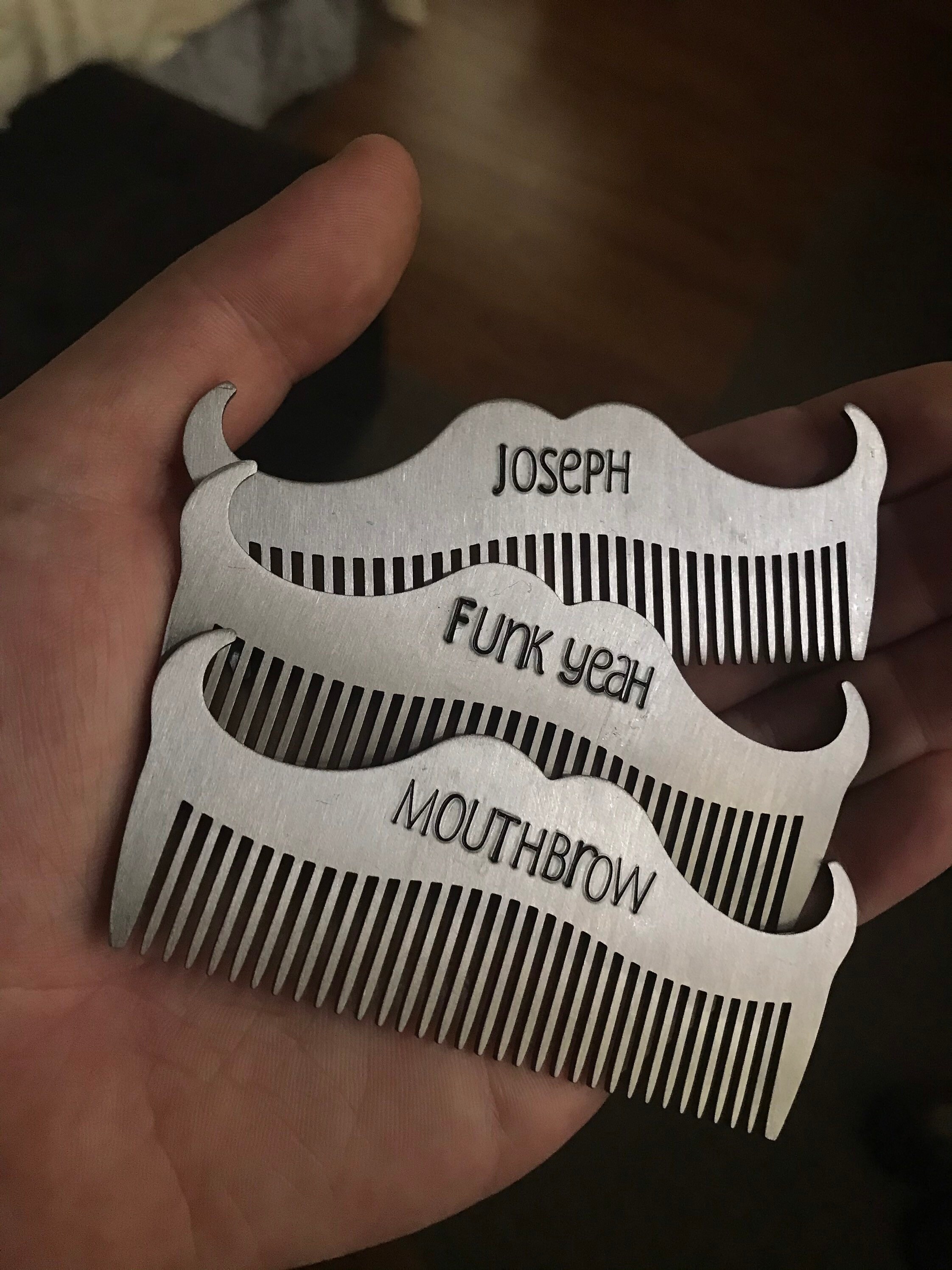 Custom Mustache Comb Personalized Stainless Steel Beard Comb Etsy