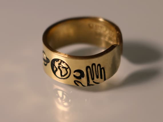 Hand Stamped Solar System Ring | Sterling Silver Planets Jewelry