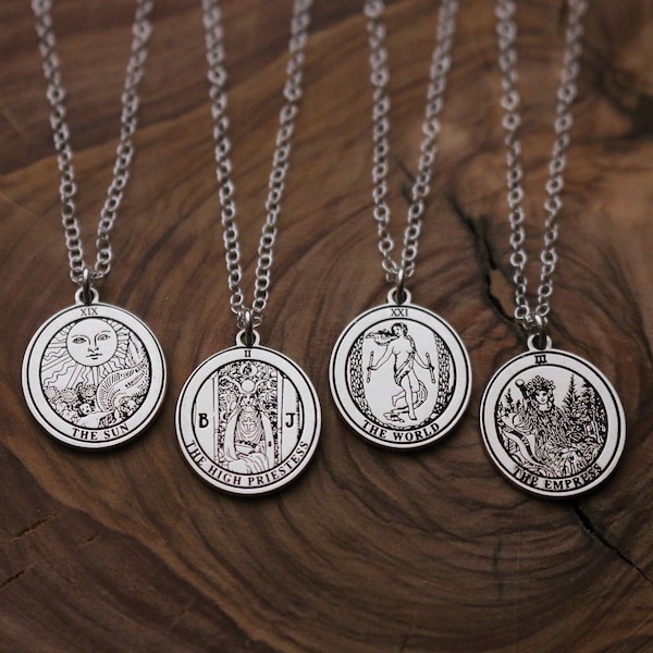 Sterling Silver Tarot Card Necklace: Major Arcana Charm Amulet