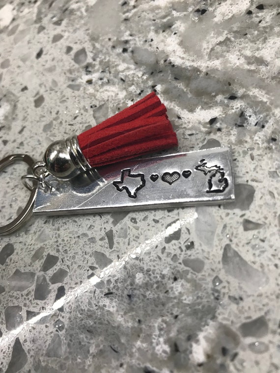 Besties Long Distance Relationship State Tassel Keychain Going Away Couples Living Apart | USA State To State College Student Gift 1