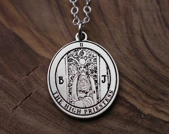 Sterlingzilveren hogepriesteres tarotkaartketting | Heksensieraden