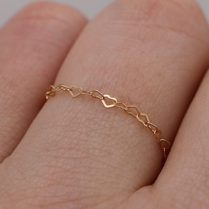 Valentines Day Ring | 14k Gold Chain Ring | Gold Filled Heart Chain Ring | Chain Layering Ring | Dainty Gold Jewelry | Everyday Ring for Her