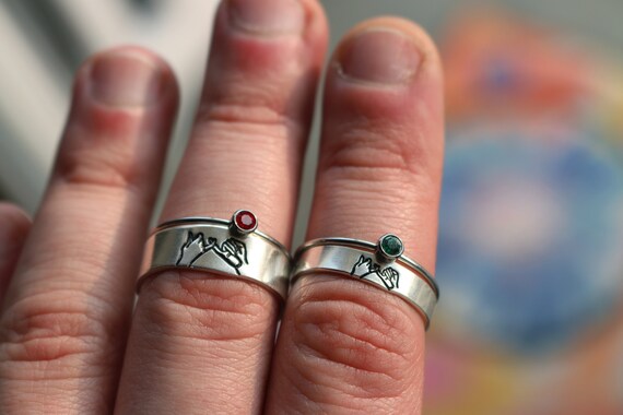 Friendship Rings Birthstone Matching 4 Ring Pinky Swear Ring Set Best Friend Birthstone Promise Ring His and Hers Couples Rings Etsy