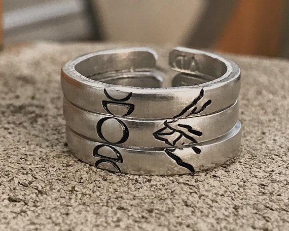 Best Friend Rings for 3 Mountain Moon Phase Ring Set Three