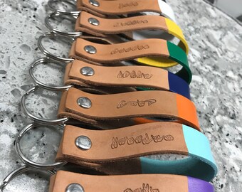 Personalized ASL Leather Keychain: Custom Name, American Sign Language Gift