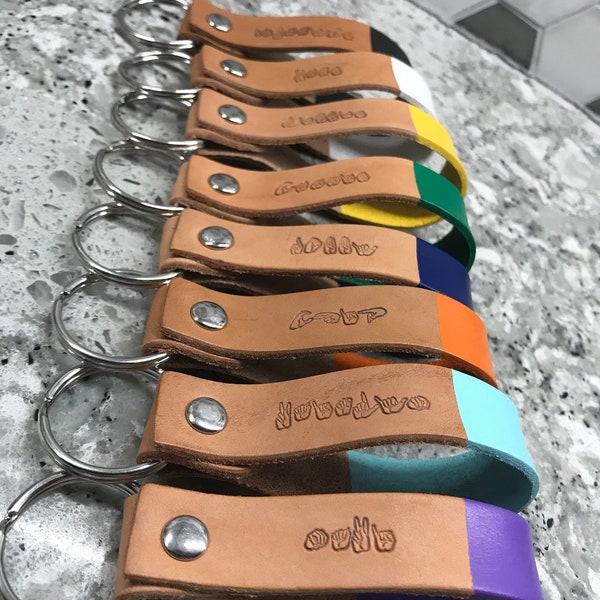 16 COLORS: Custom Color ASL Personalized Name Leather Keychain | American Sign Language Gift | ASL Fingerspelling | Finger Alphabet