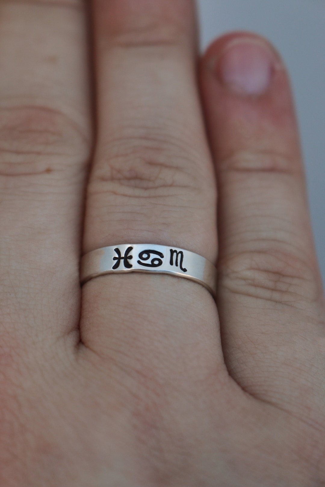 Hand Stamped Sterling Silver Big Three Zodiac Ring | Astrological ...