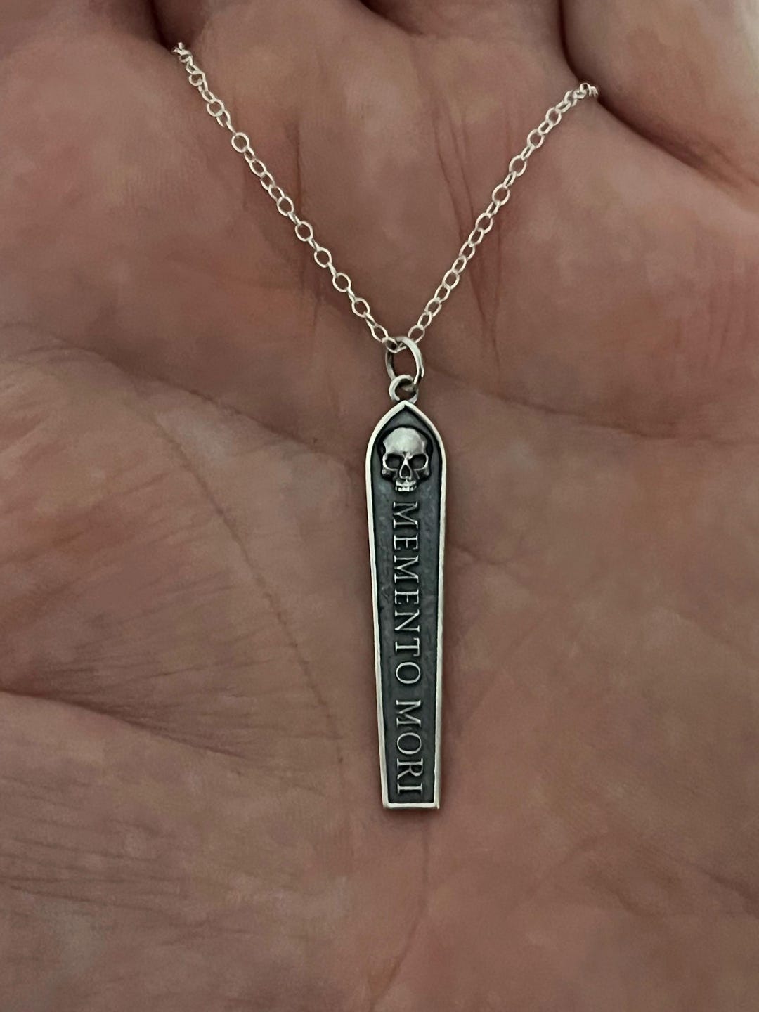 Memento Mori Skull Necklace | Gothic Sterling Silver Coffin Pendant - Etsy