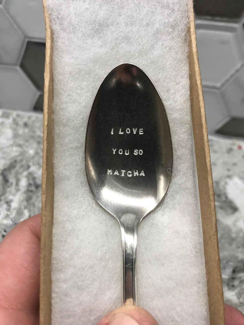 I Love You So Matcha Hand Stamped Silver Plated Tea Spoon Unique Gift Birthday Gift Tea Lover Gift Mother/'s Day Gift Matcha Tea
