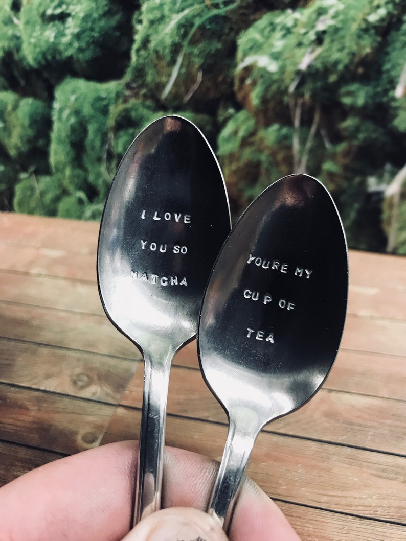 I Love You So Matcha Hand Stamped Silver Plated Tea Spoon Unique Gift Birthday Gift Tea Lover Gift Mother/'s Day Gift Matcha Tea