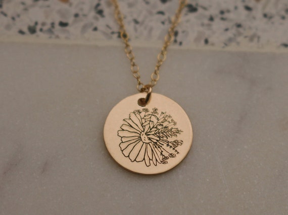 Wildflower Daisy Gold Necklace Rustic Floral Necklace Best