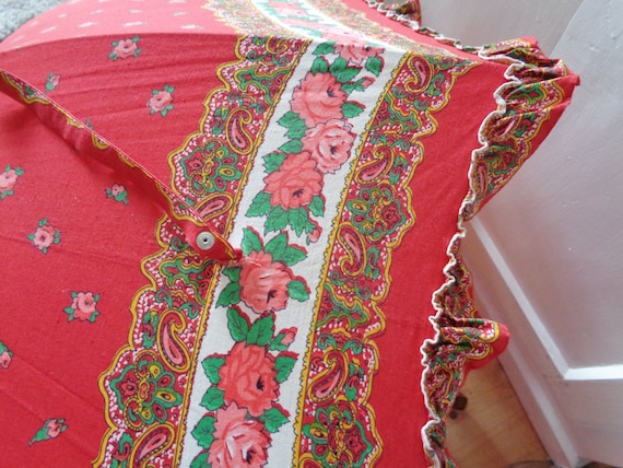 floral red 70s umbrella