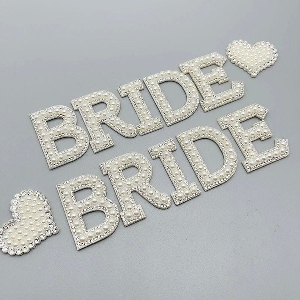 Bride Pearl Appliqué Iron On Patch /Bride DIY patch /DIY Letter BRIDE apparel patches / Letter iron on patch / Iron-on patch Glue on patch