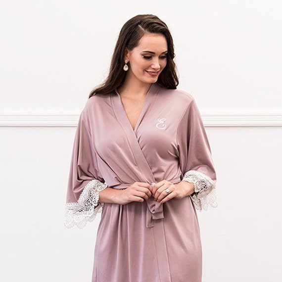dusty pink satin robe