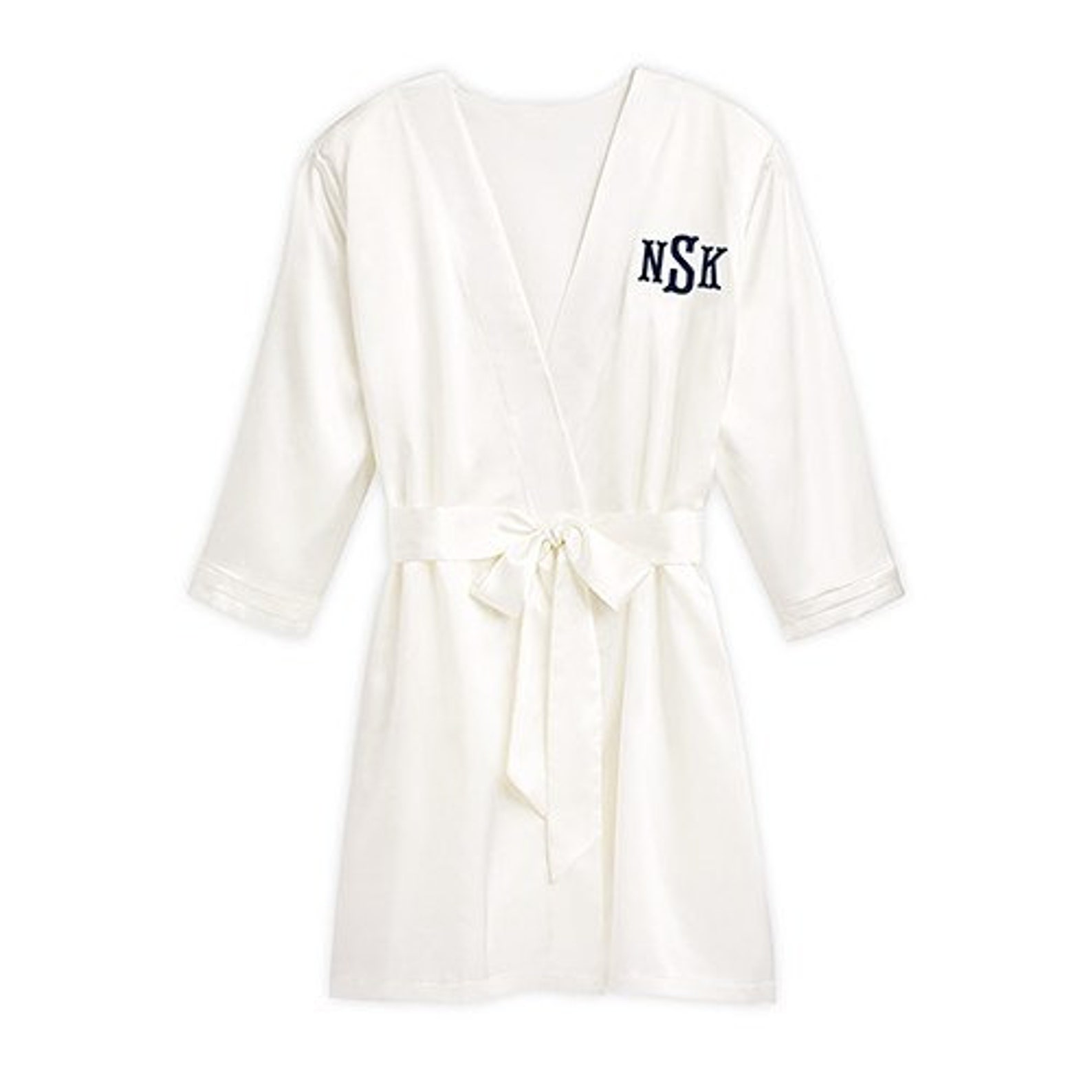 White Personalized Silk Satin Robe Monogram robe Bride Etsy