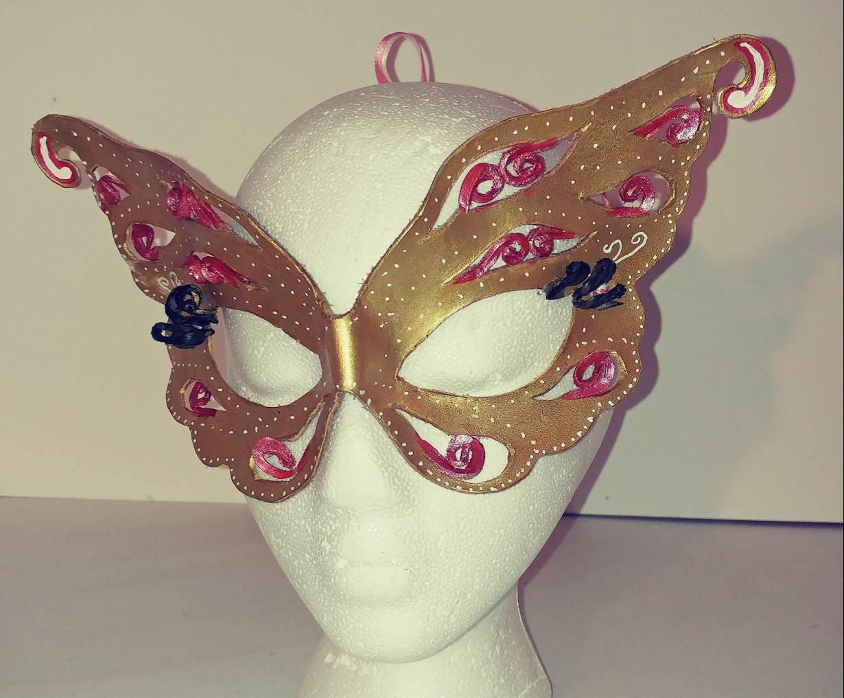 Pink Multi-colour Butterfly Wings with Mask