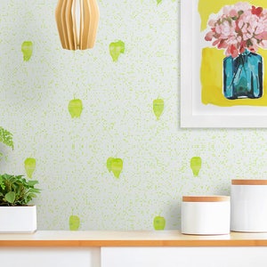 Carta da parati murale Shabby Chic con pois, foglie verdi e pois, carta da parati staccabile, carta da parati adesiva in vinile