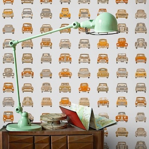 Kinderen vintage auto's speelkamer behang, leuke raceauto's peuter behang voor babyjongens, kinderkamer behang verwijderbare muurschildering