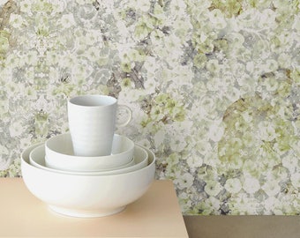 Blossom Ditsy Floral Wallpaper, Cherry Flowers Wall Mural, Removable Wall Paper, Blush Wallpaper Peel and Stick