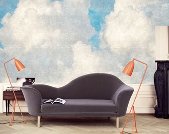 Vintage wolkenbehang, groot natuurbehang met hemelmotief.
