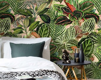 Tropical Fern Wallpaper, Botanical Garden Wallpaper Mural, Bedroom or Bathroom