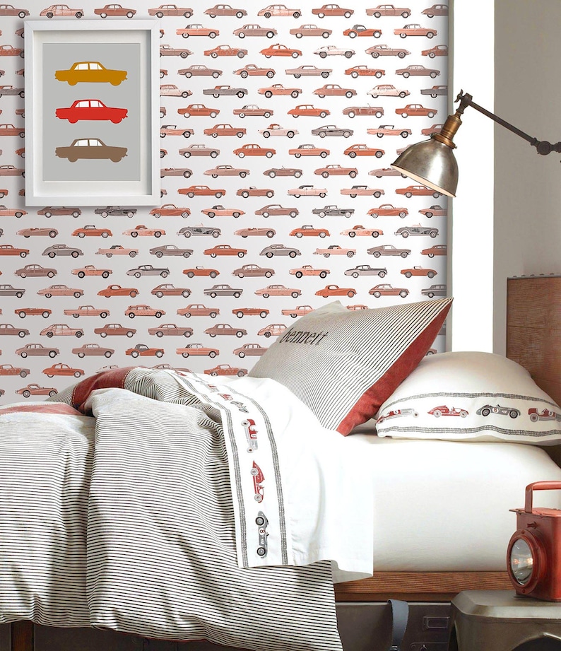 Race Cars Wallpaper Boys Room Boy Wallpaper Nursery Cars Kids Wall Paper Retro Cars Kids Decor Self Adhesive Peel And Stick