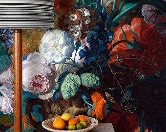 Floral Bouquet Wallpaper, Dark Wallpaper Background, Peel and Stick Mural