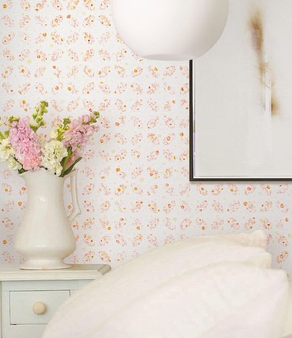 Girl Wallpaper Stencil Floral Peel and Stick Wall Paper ...