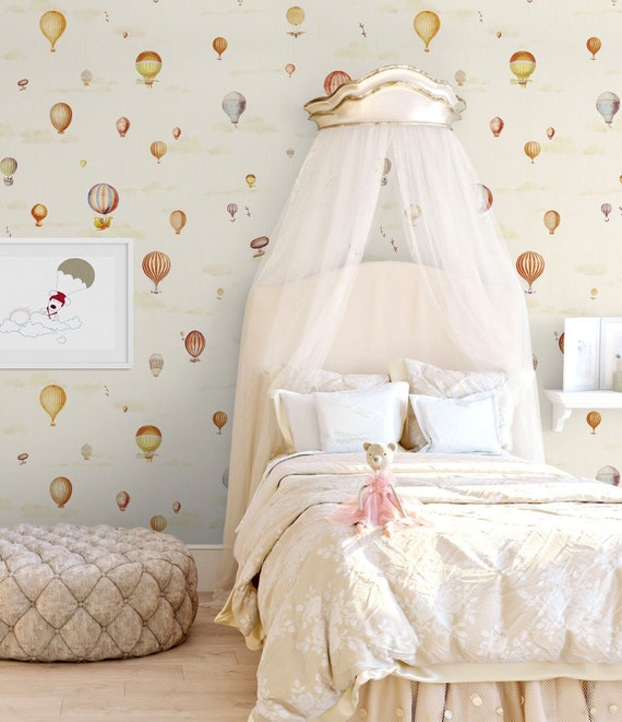 Hot Air Balloon Kids Wallpaper Baby Boy or Girl Nursery - Etsy Norway Hot Air Balloon Kids Wallpaper Baby Boy or Girl Nursery - Etsy Norway