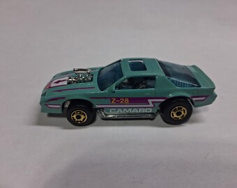 Hot Wheels Chevy Camaro Z28- Light Blue With Metal Base-muscle