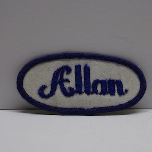 Name tag patch allan from 1960s 1970s