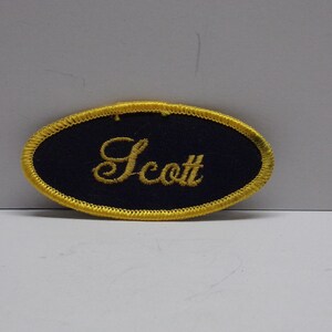 Name tag patch scott from 1960s 1970s