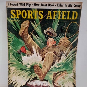 Vintage Hunting and Fishing Magazine Cover Metal Sign Reproduction