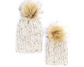 Mommy and Me Hats, Matching Hats, Mommy and Baby Hats, Baby Beanies, Beanies, Fur Pom Pom Beanies, Knit Toque, Knit Beanie, Winter Hats