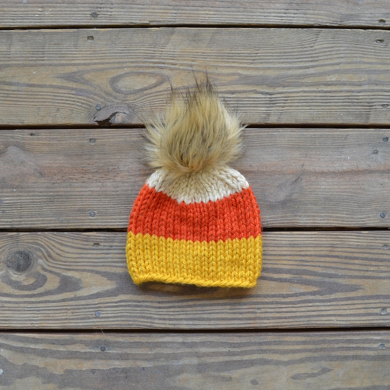 Fall Hats Fur Pom Pom Beanies Toddler Hats for Girls Gifts for Girls Baby Hats for Girls Baby Beanie Candy Corn Hat Children/'s Hats