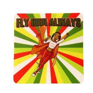 FLY HIGH ALWAYS, naklejka na nastoletnią dziewczynę afroamerykańską, melanina poppin czarna dziewczyna, prezenty, notatnik, pamiętnik, laptop, tablet, rower, butelka na wodę